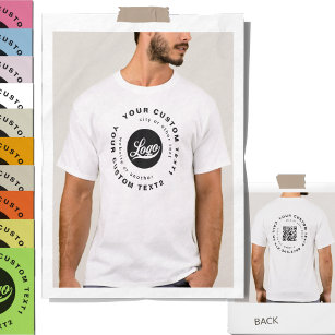 Front +Back print. Business logo QR code Women Men T-Shirt