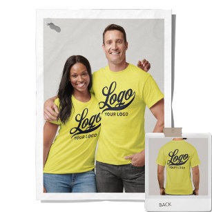 Front +Back print. Business logo Yellow Men Women T-Shirt