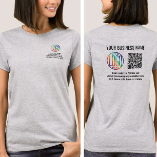 Front Back Printed Business QR Code & Company Logo T-Shirt