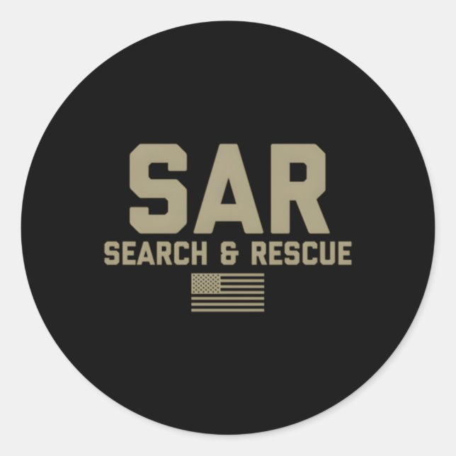 Front Back Search And Rescue American Flag Sar Tea Classic Round Sticker (Front)