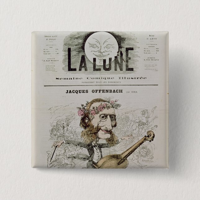 Front cover of 'La Lune' 2 Inch Square Button (Front)