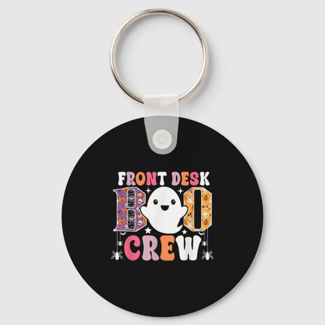 Front Desk Boo Crew Funny Ghost Halloween Receptio Keychain (Front)