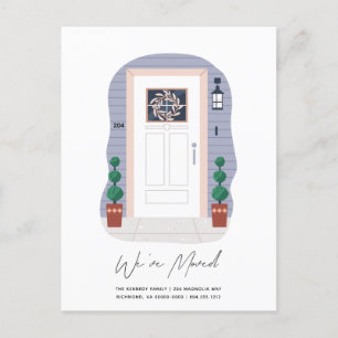Front Door with House Number and Wreath Moving Announcement Postcard