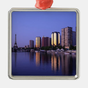 Front du Seine and Eiffel Tower, Paris, France Metal Ornament