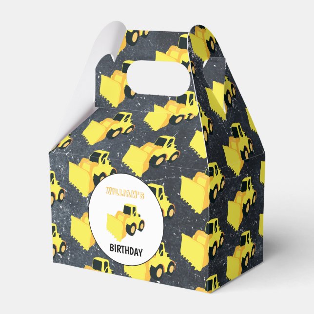 Front End Loader Construction Truck Birthday Favor Box (Front Side)