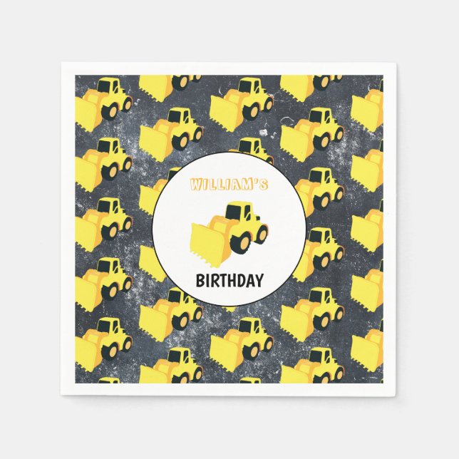 Front End Loader Construction Truck Birthday Napkin (Front)