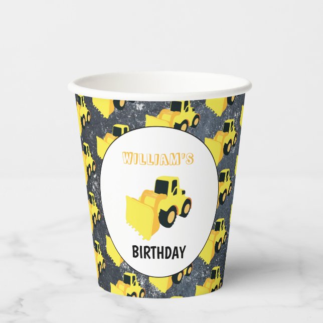 Front End Loader Construction Truck Birthday Paper Cups (Front)