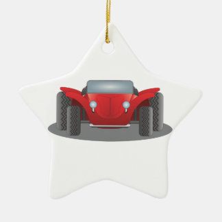 Front-Facing Red and Black Dune Buggy Ceramic Ornament