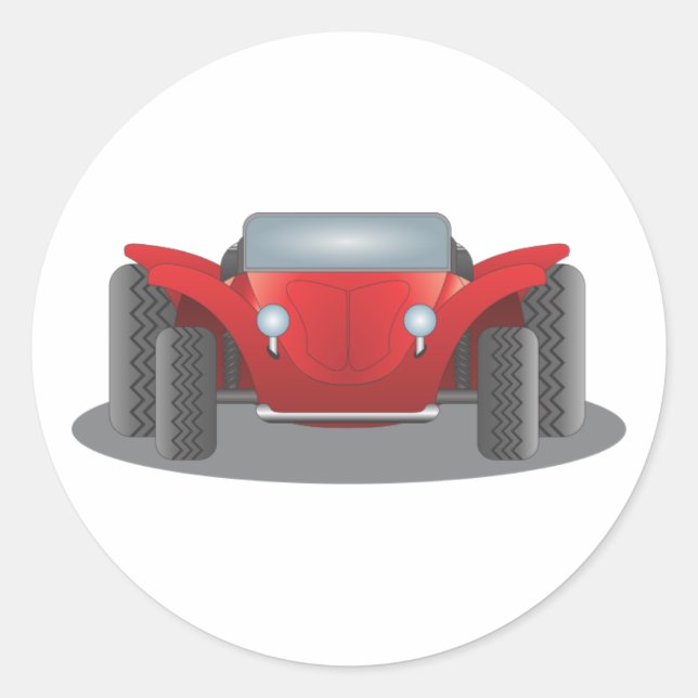 Front-Facing Red and Black Dune Buggy Classic Round Sticker (Front)