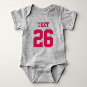 Front GRAY WHITE CRIMSON Crewneck Football Outfit Baby Bodysuit
