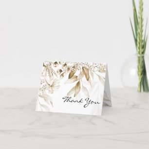 Front, Inside & Back Sepia Floral Drop Thank You