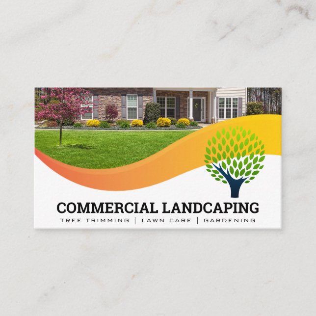Front Lawn | Tree Logo | Landscaping Business Card (Front)
