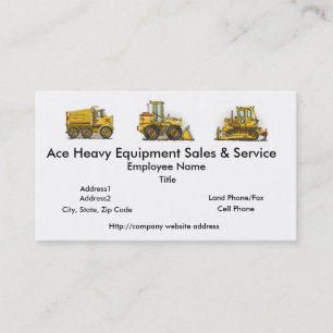 Front Loader Construction Business Cards