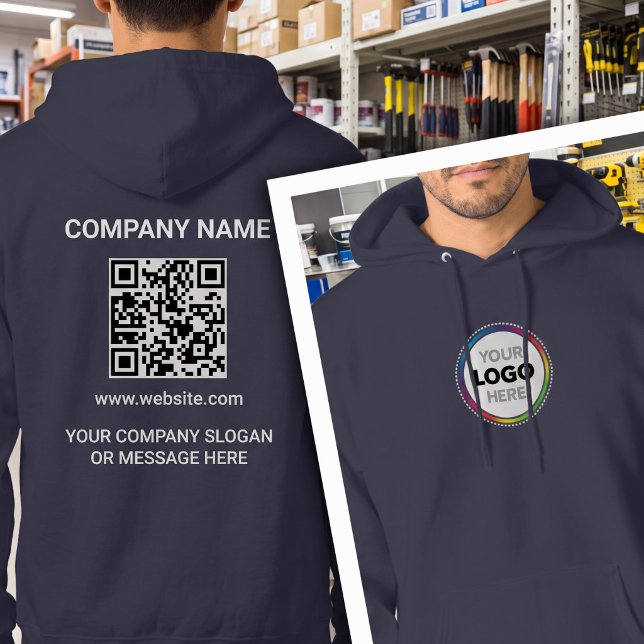 Front Logo - Company Contact Info & URL QR Code Hoodie (Creator Uploaded)