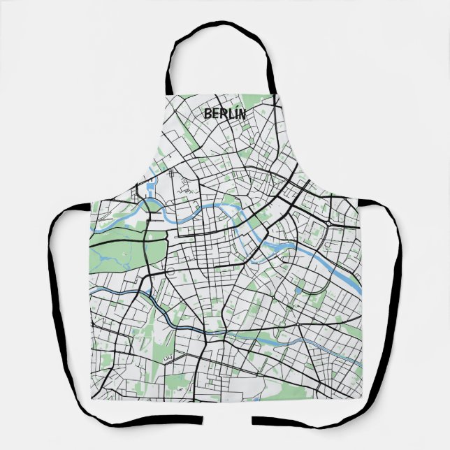 Front minimalist map Berlin - Natural color Apron (Front)