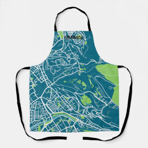 Front minimalist map Grenada - Blue-Green Apron