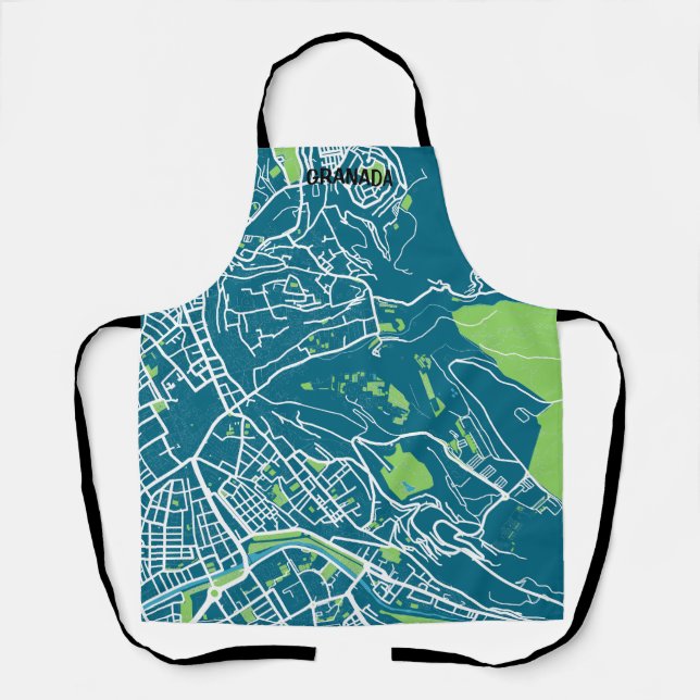 Front minimalist map Grenada - Blue-Green Apron (Front)