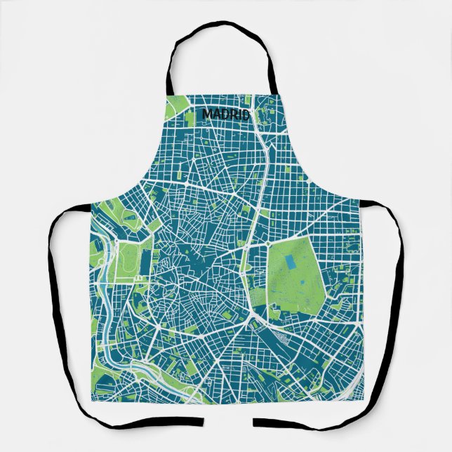 Front minimalist map Madrid - Blue-Green Apron (Front)