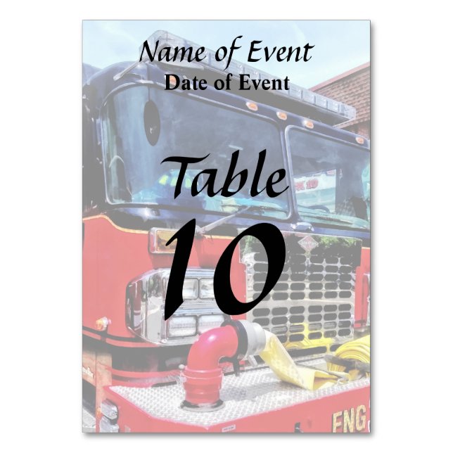 Front of Fire Truck With Hose Table Number (Front)