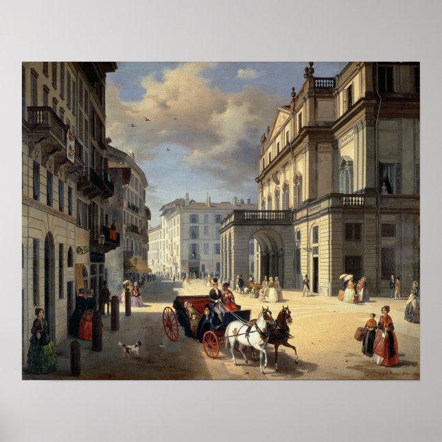 Front of La Scala Theatre, 1852 Poster (Front)