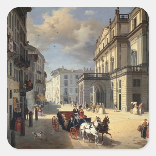 Front of La Scala Theatre, 1852 Square Sticker (Front)