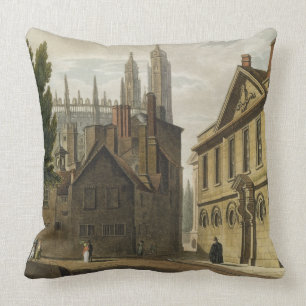 Front of Trinity Hall, Cambridge, from 'The Histor Throw Pillow