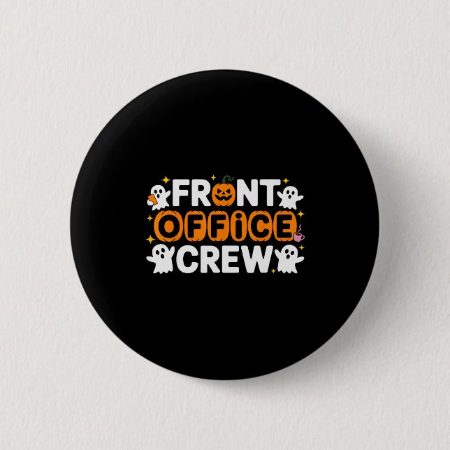 Front Office Crew Pumpkin Office Staff Soky Hallow 2 Inch Round Button (Front)