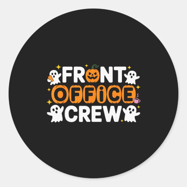 Front Office Crew Pumpkin Office Staff Soky Hallow Classic Round Sticker (Front)
