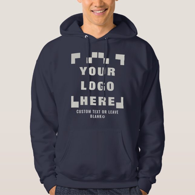 Front +optional Back, Business logo Navy blue Hoodie (Front)