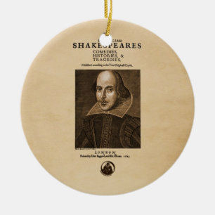 Front Piece to Shakespeare's First Folio Ceramic Ornament