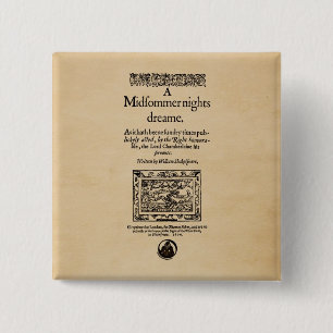 Front Piece to the A Midsummer Nights Dream Quarto 2 Inch Square Button