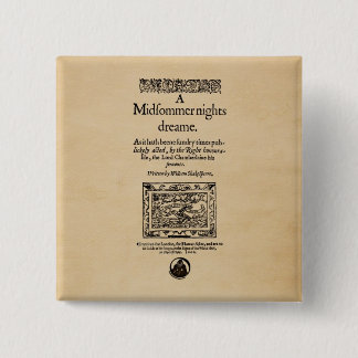 Front Piece to the A Midsummer Nights Dream Quarto 2 Inch Square Button