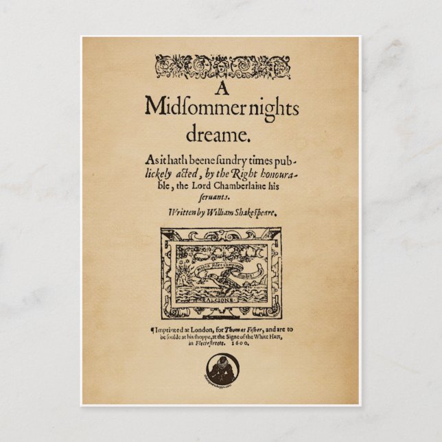 Front Piece to the A Midsummer Nights Dream Quarto Postcard (Front)
