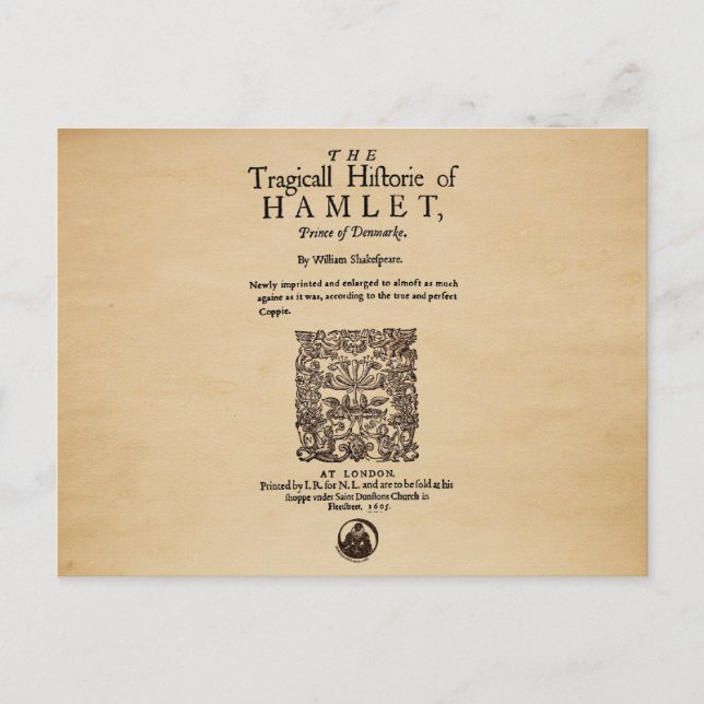 Front Piece to the Hamlet Quarto (1605 version) Postcard (Front)