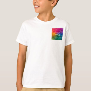 Front Pocket Design Add Image White Template Kids T-Shirt