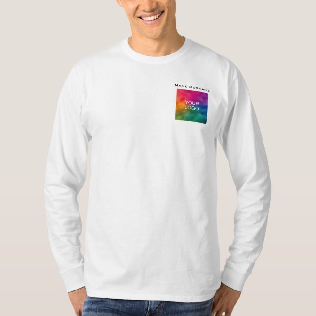 Front Pocket Design Business Logo Mens Long Sleeve T-Shirt (Front)