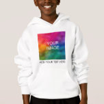 Front Print Add Your Text Photo Image Kids Boys<br><div class="desc">Front Print Add Your Text Photo Image Template Kids Boys White Pullover Hoodie.</div>