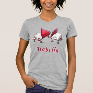 Front Printed Piano Book Add Your Name T-Shirt