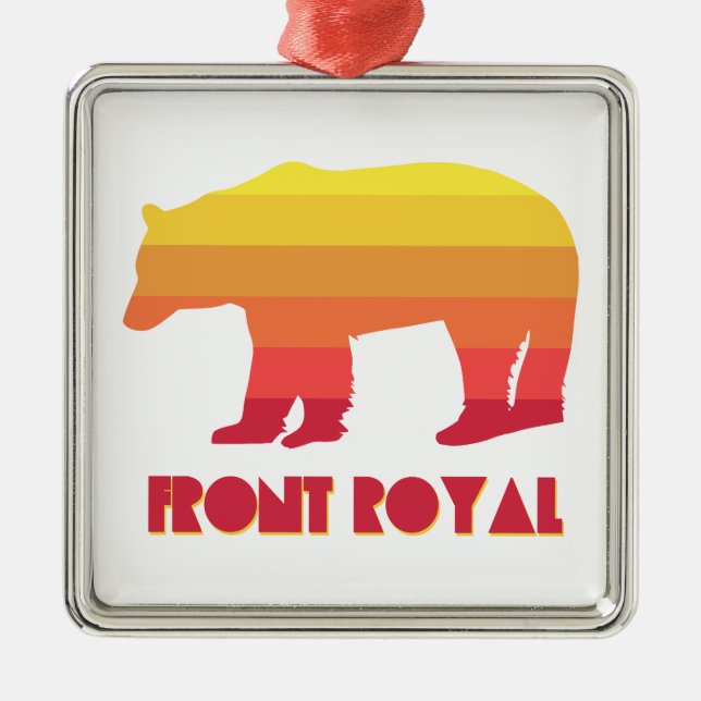 Front Royal Virginia Rainbow Bear Metal Ornament (Front)