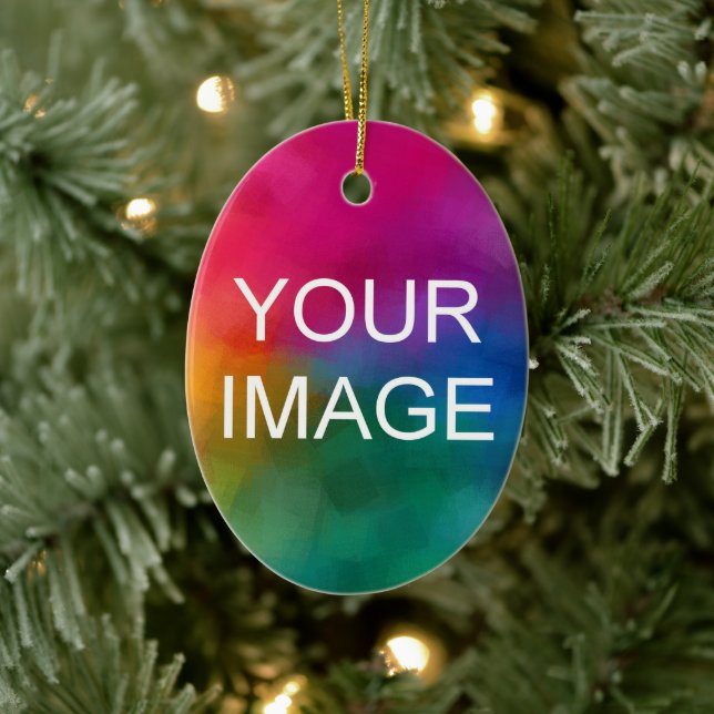 Front Side Print Upload Your Photo Logo to Circle Ceramic Ornament (Tree)