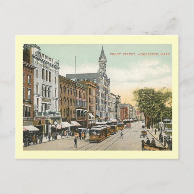 Front St., Worcester, Massachusetts Vintage Postcard (Front)