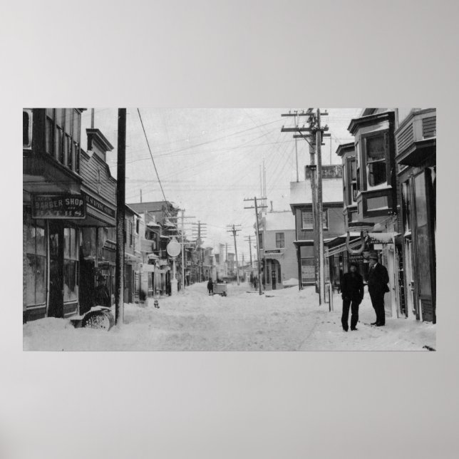Front Street in Nome, Alaska covered with snow Poster (Front)