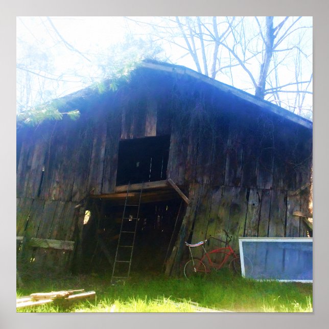Front View a rustic 100 year old barn Poster (Front)