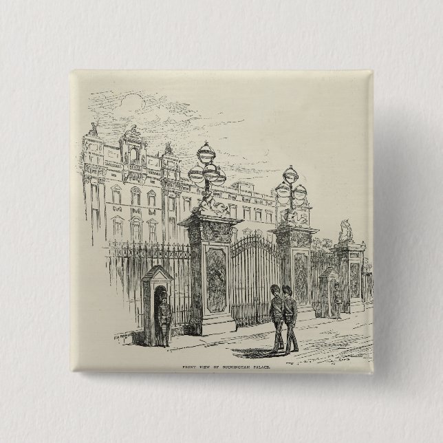 Front view of Buckingham Palace 2 Inch Square Button (Front)
