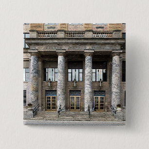 Front View of the Alaska State Capitol in Juneau 2 Inch Square Button