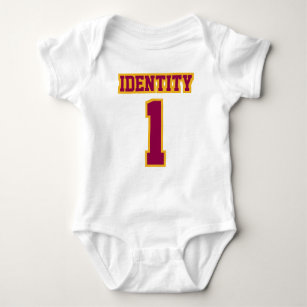 Front WHITE BURGUNDY GOLD Romper Football Jersey