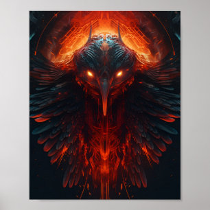 Frontal portrait of an Fantasy Aliens Bird with la Poster