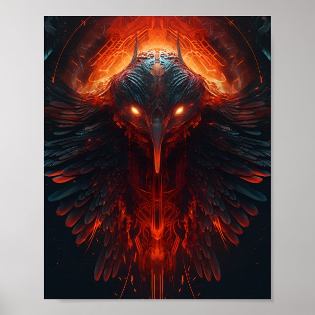 Frontal portrait of an Fantasy Aliens Bird with la Poster (Front)