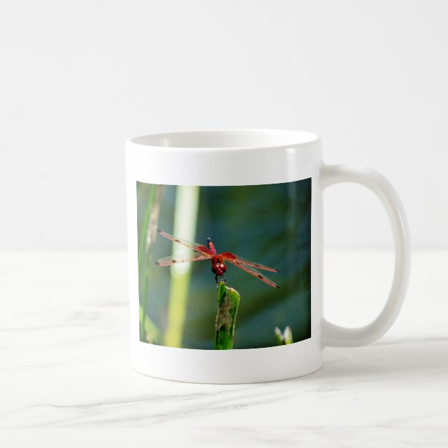 Frontal Red and Black Dragonfly Coffee Mug (Right)