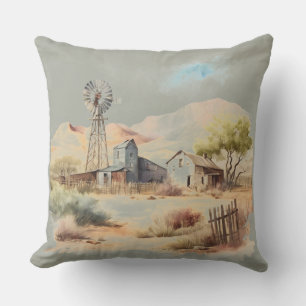 Frontier Barn Tetons  Outdoor Pillow
